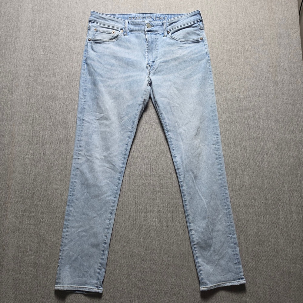 American Eagle Slim Jeans Mens 33x32 Light Wash Stretch Denim Classic Casual